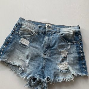 Distressed and Ripped Light Blue Jean Shorts